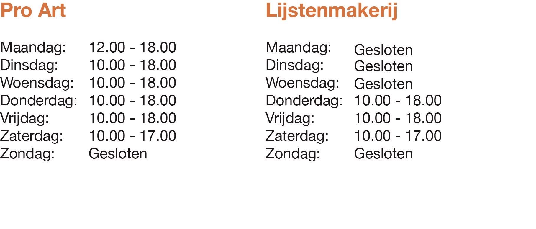 Openingstijden